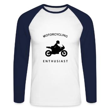 Motorcycling Enthusiast Motorcyclist Biker - Unisex Long Sleeve Baseball T-Shirt - white/navy - Front - Nik (191cm)