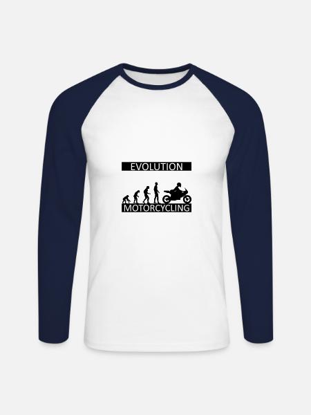 Evolution Motocyclisme Motard Motard - T-shirt baseball manches longues Homme - blanc/marine