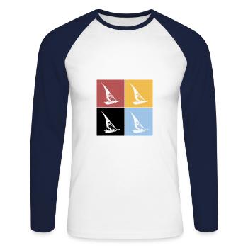 Carrés Planche à voile Planche à voile Sport rétro Hobby - T-shirt baseball manches longues Homme - blanc/marine - Devant - Nik (191cm)