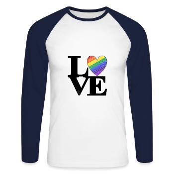 Love Colorful Heart Tolerance LGBT - Unisex Long Sleeve Baseball T-Shirt - white/navy - Front - Nik (191cm)