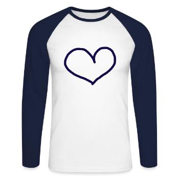 Black Heart Gift Idea Hearts - Unisex Long Sleeve Baseball T-Shirt - white/navy - Front - Nik (191cm)