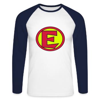 Super, Superheld, Superheldin, Hero, E - T-shirt baseball manches longues Homme - blanc/marine - Devant - Nik (191cm)