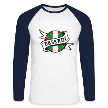 euskadi - pays basque 18 - T-shirt baseball manches longues Homme - blanc/marine - Devant - Nik (191cm)