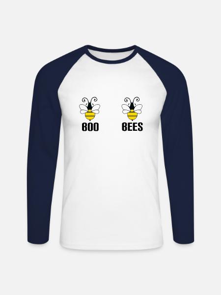 BOO BEES - Unisex Long Sleeve Baseball T-Shirt - white/navy