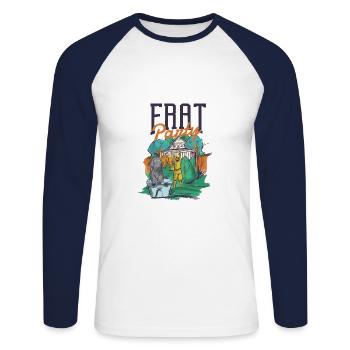Cadeau de connexion amusant Frat party - T-shirt baseball manches longues Homme - blanc/marine - Devant - Nik (191cm)