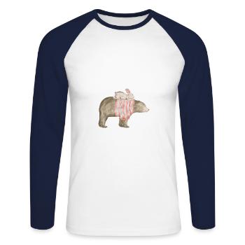Lapins mignons portent des amis aquarelle aquarelle - T-shirt baseball manches longues Homme - blanc/marine - Devant - Nik (191cm)