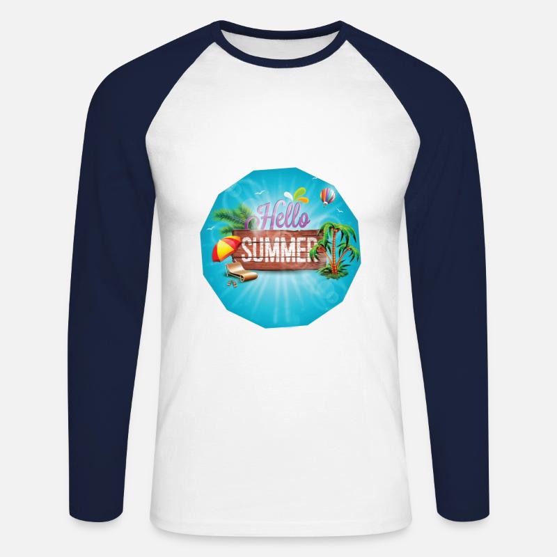Paradise Sommer Design Geschenk - Unisex Baseballshirt langarm - Weiß/Navy