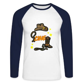 SON TEMPS DE DANSE EN LIGNE Line dance line dance - T-shirt baseball manches longues Homme - blanc/marine - Devant - Nik (191cm)