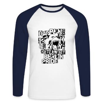Fier Berlin Bear 030 J'adore le cadeau de Berlin - T-shirt baseball manches longues Homme - blanc/marine - Devant - Nik (191cm)