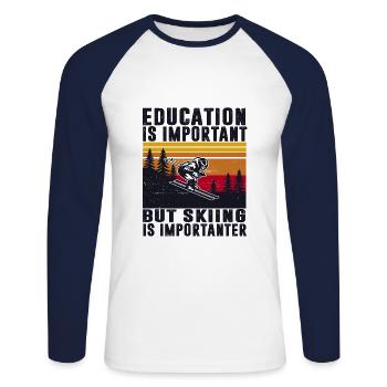 Le ski est important Sport d'hiver Downhill Freest - T-shirt baseball manches longues Homme - blanc/marine - Devant - Nik (191cm)