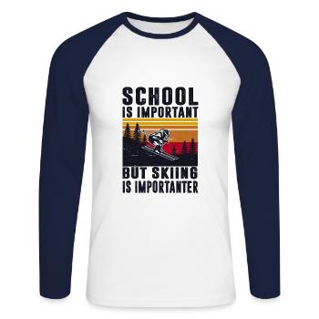Skiing Is Importanter Winter Sport Downhill Freest - Unisex Baseballshirt langarm - Weiß/Navy - Vorne - Nik (191cm)