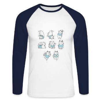Cat Yoga For Yoga Lover - Unisex Long Sleeve Baseball T-Shirt - white/navy - Front - Nik (191cm)