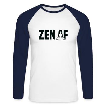 Zen AF Yoga Sitting Cushion Yoga Mat Meditation Ku - Unisex Long Sleeve Baseball T-Shirt - white/navy - Front - Nik (191cm)