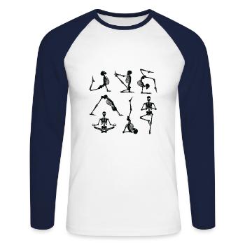 Squelette de yoga amusant pour un fan de yoga - T-shirt baseball manches longues Homme - blanc/marine - Devant - Nik (191cm)