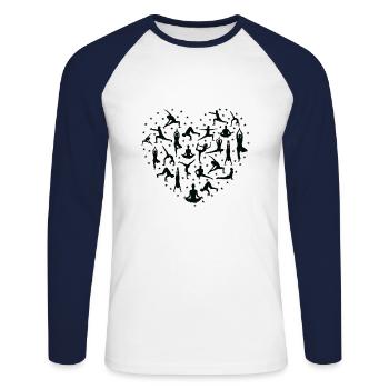 Yoga Position Heart Shape For Yoga Teacher - Unisex Long Sleeve Baseball T-Shirt - white/navy - Front - Nik (191cm)