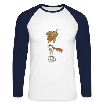 Coffee Plant For Barista And Coffee Lover - Unisex Baseballshirt langarm - Weiß/Navy - Vorne - Nik (191cm)