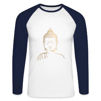 Gautama Buddha Meditation For Buddhim Enthusiast - Unisex Long Sleeve Baseball T-Shirt - white/navy - Front - Nik (191cm)