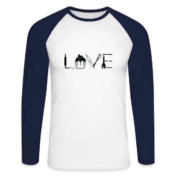 Baking Tools Love For Bakers - Unisex Baseballshirt langarm - Weiß/Navy - Vorne - Nik (191cm)