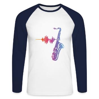 Saxophone Heartbeat/ Frequency For Saxophone Playe - Unisex Baseballshirt langarm - Weiß/Navy - Vorne - Nik (191cm)