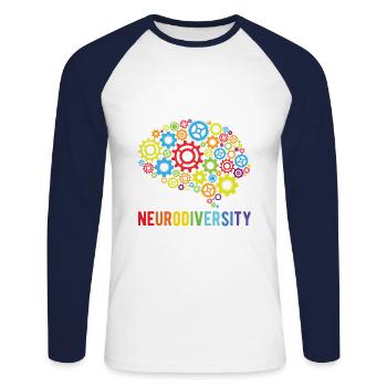 Neurodiversity For Neurodiversity Awareness - Unisex Long Sleeve Baseball T-Shirt - white/navy - Front - Nik (191cm)