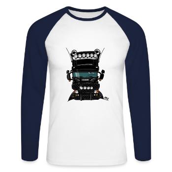 0323 S camion haut noir - T-shirt baseball manches longues Homme - blanc/marine - Devant - Nik (191cm)