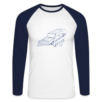wrrroommm for white - Unisex Long Sleeve Baseball T-Shirt - white/navy - Front - Nik (191cm)