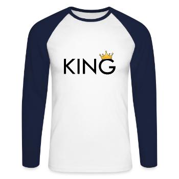 ROI avec couronne - T-shirt baseball manches longues Homme - blanc/marine - Devant - Nik (191cm)