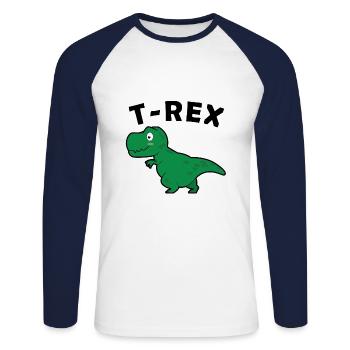 T-REX - Unisex Long Sleeve Baseball T-Shirt - white/navy - Front - Nik (191cm)