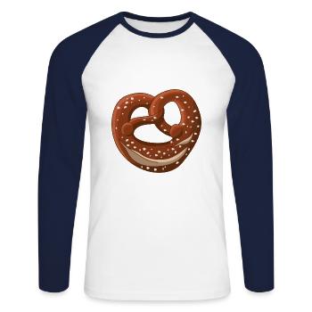 Bretzel bavarois - T-shirt baseball manches longues Homme - blanc/marine - Devant - Nik (191cm)