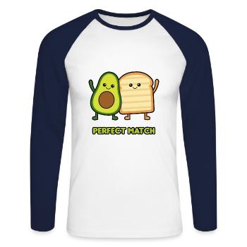 AVOCAT TOAST - T-shirt baseball manches longues Homme - blanc/marine - Devant - Nik (191cm)
