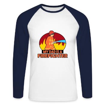 MY DAD IS A FIREFIGHTER - Unisex Long Sleeve Baseball T-Shirt - white/navy - Front - Nik (191cm)