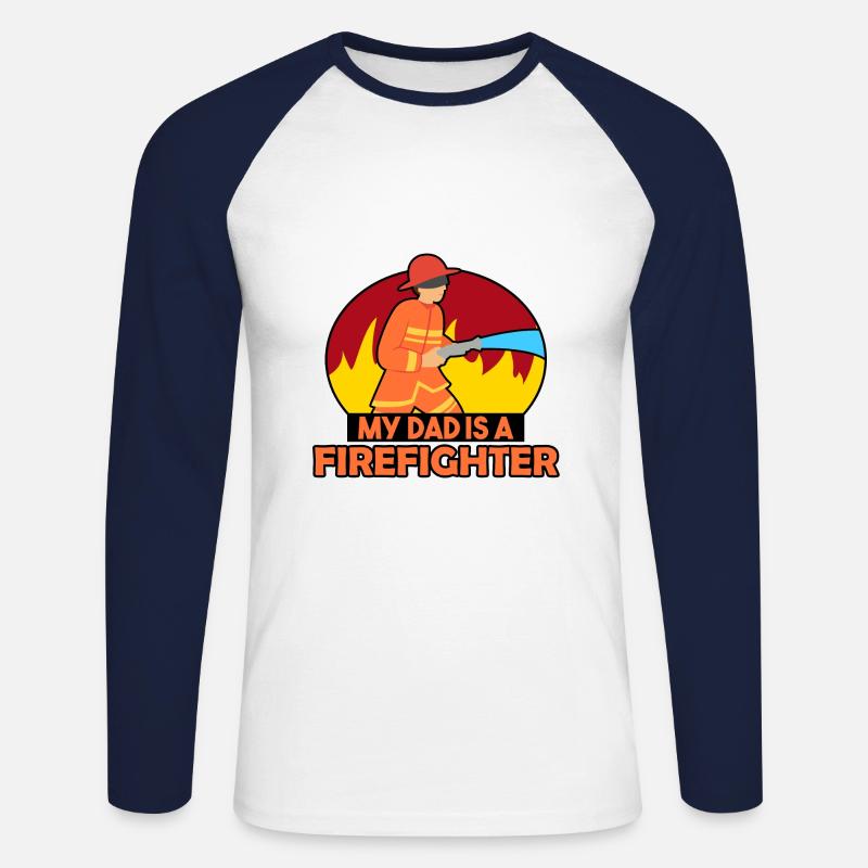 MY DAD IS A FIREFIGHTER - Unisex Long Sleeve Baseball T-Shirt - white/navy