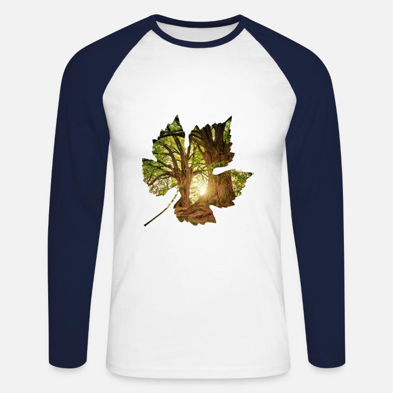 wald 24 im blatt - Unisex Baseballshirt langarm - Weiß/Navy