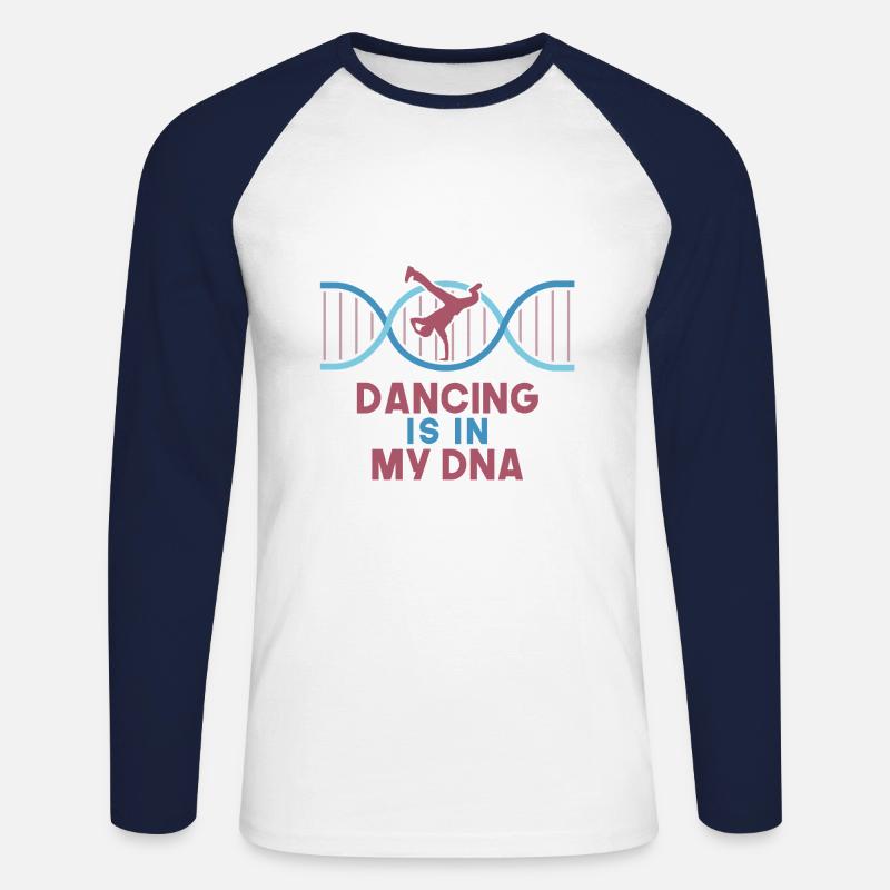 DANCING IS IN MY DNA - Unisex Baseballshirt langarm - Weiß/Navy