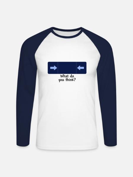 Que pensez-vous noir - T-shirt baseball manches longues Homme - blanc/marine