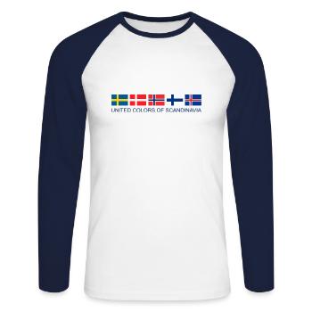 United Colors Of Scandinavia | Drapeau de la Scandinavie - T-shirt baseball manches longues Homme - blanc/marine - Devant - Nik (191cm)