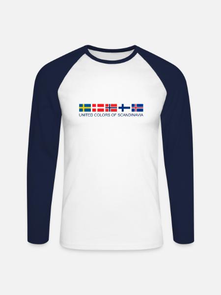 United Colors Of Scandinavia | Scandinavia flag - Unisex Long Sleeve Baseball T-Shirt - white/navy