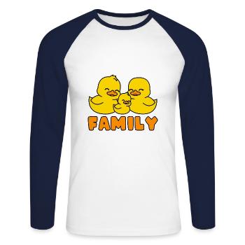 Yellow ducks family - Unisex Long Sleeve Baseball T-Shirt - white/navy - Front - Nik (191cm)