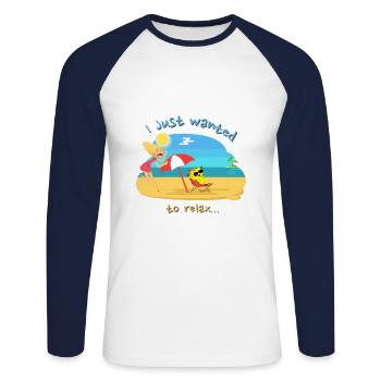 I just wanted to relax - Unisex Long Sleeve Baseball T-Shirt - white/navy - Front - Nik (191cm)