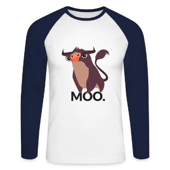 Moo Bull - Unisex Long Sleeve Baseball T-Shirt - white/navy - Front - Nik (191cm)