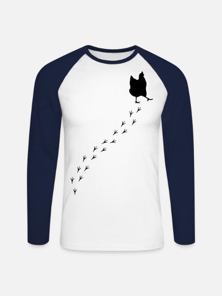 chicken - Unisex Long Sleeve Baseball T-Shirt - white/navy