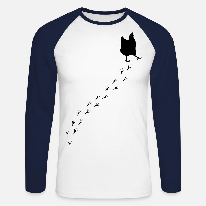 Huhn - Unisex Baseballshirt langarm - Weiß/Navy