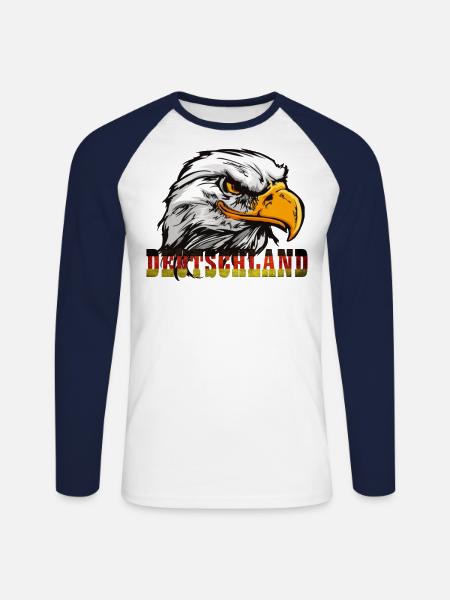 Germany with eagle - Unisex Long Sleeve Baseball T-Shirt - white/navy