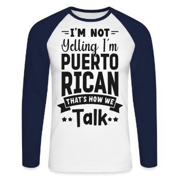 Puerto Rico - Unisex Long Sleeve Baseball T-Shirt - white/navy - Front - Nik (191cm)