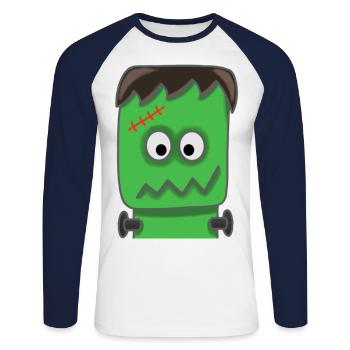 green monster - Unisex Long Sleeve Baseball T-Shirt - white/navy - Front - Nik (191cm)