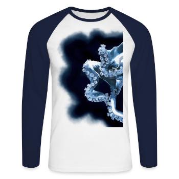 Poulpe Tentacule Octopus Tentacule Octopus Octopus - T-shirt baseball manches longues Homme - blanc/marine - Devant - Nik (191cm)