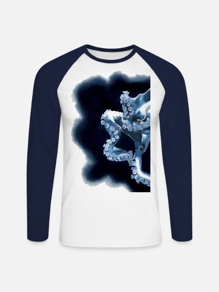 Octopus Tentacle Octopus Tentacle Octopus - Unisex Long Sleeve Baseball T-Shirt - white/navy