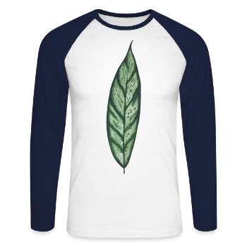 Apoballis feuille plantlover botanique plante amour - T-shirt baseball manches longues Homme - blanc/marine - Devant - Nik (191cm)