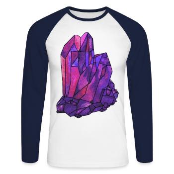 Crystal Gemstone Diamond viva Magenta Jewel - Unisex Long Sleeve Baseball T-Shirt - white/navy - Front - Nik (191cm)