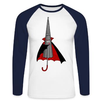Vampire Screen Dracula Déguisement de costume - T-shirt baseball manches longues Homme - blanc/marine - Devant - Nik (191cm)